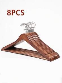 5pcs/2 Packs Wooden Hangers - With Non-Slip Bar - 360° Rotating Hook, Seamless Shirt & Suit Organizer Hanger, Suitable For Hotel, Bedroom, Closet - Multicolor - View 8