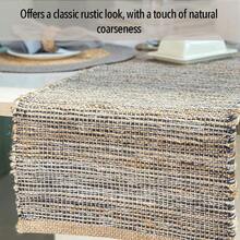 Chardin Home - Camino de mesa de yute natural de 13 x 108 pulgadas decoración de mesa rústica estilo bohemio tela a mano color natural y gris diseño de granja o consola - Grisyutenatural - Ver 5