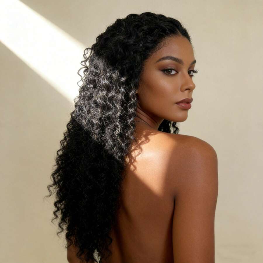 LULU HAIR cacheado Peruca frontal de renda 13*4, 100% cabelo humano natural, repartição livre.65cm