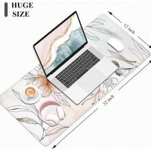 Alfombrilla de escritorio, alfombrilla de mouse, 32 x 12 pulgadas, XXL extendida para juegos, decoración de escritorio, alfombrilla de mouse XL para y teclado. - Desierto Flor - Ver 4