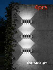 4 sztuki zasilanych energią słoneczną lamp ściennych LED 3/6/8 o podwójnym kierunku świecenia w kształcie diamentu, nowoczesne oświetlenie ogrodowe, wodoodporne oświetlenie ogrodzeń tarasowych, odpowiednie do nowoczesnych oświetleń nocnych, dekoracja ogrodzeń tarasowych, stałe oświetlenie w deszczową pogodę - Biały - Zobacz 14