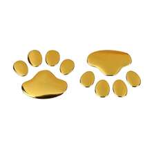 2个金属爪印汽车贴纸 - 3D动物猫狗爪印贴花，适用于汽车保险杠、车窗、车身 - 无需电池，无羽毛，汽车装饰和造型标志 - 通用尺寸 - 彩色 - 查看 9