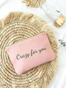 1pc Customizable Unique Fashion Simple Letter Lightweight Multi-Pocket Pouch, Can Fit Phone, Cosmetic, Coin, Clutch, Essential For Travel, Adorned With Letter, Name, Text, Logo,Portable,Versatile,Lightweight,Functional,Practical,All-Purpose,Colorful,Adorable,Funny,Kawaii,Vacay Vibes/Vacation,Minimalist,Unisex,Leisure,Commuting,Custom,Personalized,Unique,Customized,Boyfriend,Girlfriend,Family,Women, Rookies & White-Collar Workers,Friends - Baby Pink - View 11