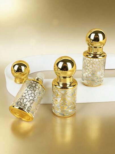 4Pcs Rollerball Perfume Bottle Set With 3 Tools (Dropper, Funnel, Refill Key) - Elegant Leak-Proof & Refillable Travel Bottles For Purse, Gold Essential Oil & Fragrance Containers - Portable Gift Set For Women