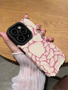 1pc Minimalist Pink Ice Cube Asymmetrical Wave Striped Faux Leather Texture Classic Anti-Drop High-End Soft Silicone Phone Case, Suitable As Birthday, Holiday Gift For Friends, Family, Couples, Compatible With IPhone 17/17 Air/17 Pro/17 Pro Max, 16/16 Plus/16 Pro/16 Pro Max, 15/15 Plus/15 Pro - Multicolor - View 5