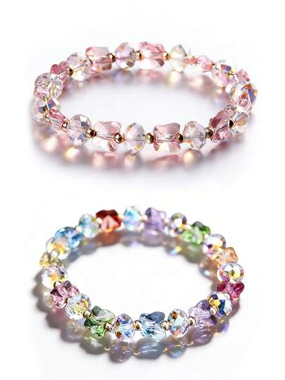 Women's Rose Quartz Bracelet, Pink Crystal Bracelet, Attract Love And Positive Energy, Healing Stone Jewelry, Emotional Healing Beaded Layered Bracelet