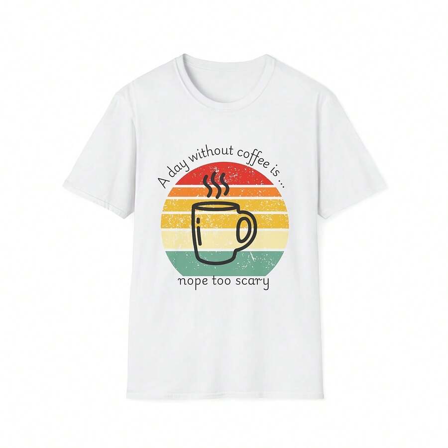 A Day Without Coffee Is... T-Shirt, Unis Softstyle T-Shirt - - White - View 1