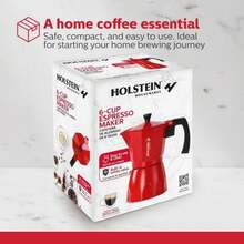 3/6 Cups Italian Moka Pot, Includes 2 Cleaning Brushes And 2 Coffee Spoons – Stove-Top Italian Coffee Maker, Durable Cast Aluminum Coffee Pot, Suitable For Home And Camping (Espresso/Cappuccino/Latte). - Red - View 6