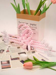 3件套珍珠塑料蝴蝶结衣架，带夹子，仿珍珠衣架，珍珠裤架，适用于裤子、牛仔裤、裙子 - 彩色 - 查看 6