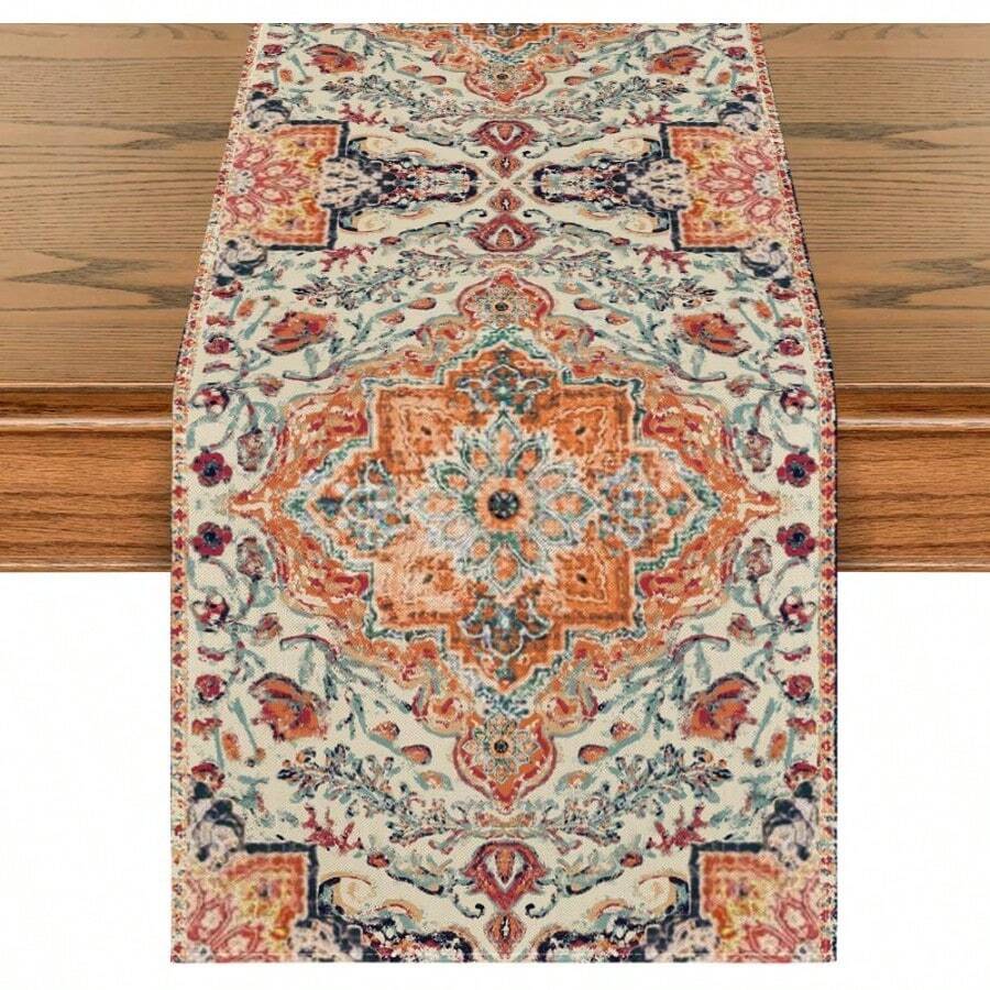 Artoid Mode Camino de Mesa Boho Estilo Bohemia Naranja Decoración Mágica de Otoño para Cocina y Comedor de Estilo Rústico y Granja para Decoración de Fiesta en Casa 13x72 Pulgadas - BohoNaranja - Ver 1
