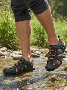 CAMEL CROWN 男士防水徒步凉鞋，闭趾涉水凉鞋，运动凉鞋，夏季凉鞋，沙滩凉鞋，户外休闲凉鞋 - 藍橙色 - 查看 7