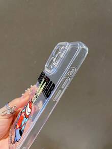 SPONGEBOB 1pc Transparent Space Case Cartoon Minimalist Letter Crab Boss Grinning Smile Pattern Shock-Proof Phone Case Cover Suitable Compatible With Samsung/Apple 17/16/15/14/13/12/11Pro Max/12Pro/14Plus And Other Models - Multicolor - View 3