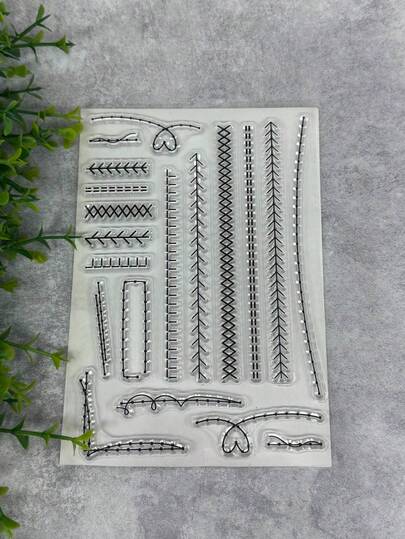 1个透明橡胶印章 复古透明橡胶卡片家用缝纫线制作印章 DIY剪贴簿照片杂志相册装饰印章