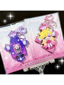 Panty & Stocking With Garterbelt Anime KeyChain Men Key Chain For Women Fashion Kawaii Figure Acrylic Keyring Pendant Gifts - Multicolor - View 8