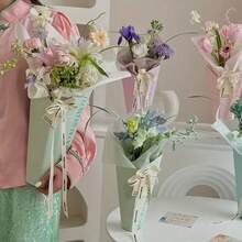 5pcs Creative Paper Hug Bucket Flower Boxes, Single/Multiple Rose Bouquet Packaging Boxes, Flower Arranging Bags, Flower Carrying Bags, Perfect For Valentine's Day, Wedding, Mother's Day, Teacher's Day, Friend Gifts Flower Decoration - Multicolor - View 6