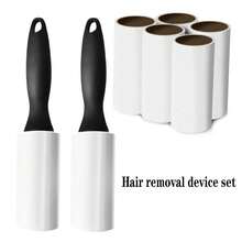 一套带手柄的粘毛滚筒替换装，适用于去除沙发、衣服、家具和地毯上的宠物毛发、粘性绒毛、皮毛和绒毛。可去除狗毛、猫毛、动物毛发和绒毛。 - 黏毛替換紙 - 查看 3