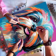 1 Set Colorful Puppy Themed DIY Painting By Numbers Kit For Adults, Frameless, Suitable For Living Room & Bedroom Decor, Creative Gift For Holidays, Birthdays, 40*50CM - Multicolor - View 3