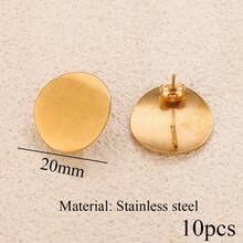 10pcs Stainless Steel 18K Gold-Plated Minimalist Fan-Shaped / Star / Braided Pattern / Geometric Welded Hoop Stud Earrings Suitable For DIY Earring Jewelry Making And Everyday Wear Earrings For Women - Earrings - View 19