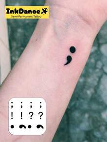 1套“分号”革命性技术纹身贴纸，半永久纹身，临时纹身，持久耐用，防水，逼真纹身效果，植物基配方，产品编号MNF082