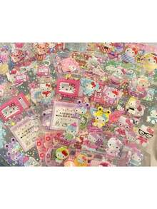 10张随机可爱粉色卡哇伊风格贴纸，适用于水瓶、笔记本电脑和手机装饰，可作为闺蜜拆箱礼物和派对小礼品（部分款式可能存在色差） - 彩色 - 查看 3