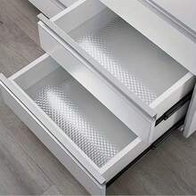 1 cuộn giấy bạc nhôm chống thấm nước, chống dầu, chịu nhiệt, miếng dán tường tự dính cho nhà bếp, màu bạc, dễ tháo rời, có lớp lót ngăn kéo (rộng 15,76 inch) - Mẫu lục giác bạc - Xem 5