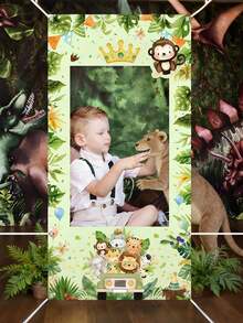 1pc Children's Birthday Party Backdrop, Elegant Decorative Background Cloth For Baby Birthday Theme Party, Infant Birthday Theme Sophisticated Party Decoration, Home Baby Party Backdrop For Photo Shoot