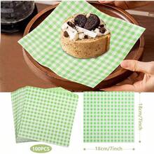 100 hojas de papel delicatessen de 7 x 7 pulgadas papel a prueba de grasa de grado alimenticio para sándwiches hamburguesas papas fritas para fiestas festivales y exteriores color verde - verde - Ver 2