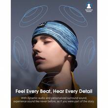 MUSICOZY - Auriculares deportivos con Bluetooth 5.4 para dormir auriculares inalámbricos para dormir de lado máscara de ojos para mujeres y hombres entrenamiento correr regalos únicos - Azul - Ver 3