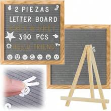 2 PCS Pizarrón con Letras Para MensajesTablero de Letras de Fieltro Con Soporte Letrero Letras Intercambiables 390 En Total Para Fotografía Creativa Registros Diarios Decoración del Hogar Gris - gris - Ver 1