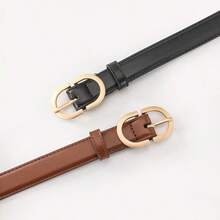 Women's PU Leather Belt, Solid Color Waist Belt With Buckle, Suitable For Jeans, Pants, Dresses, Minimalist, Casual, Versatile - Multicolor - View 9