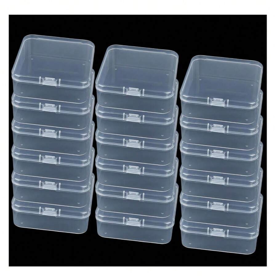 6pcs Square Transparent Plastic Storage Boxes - Small Items, Stationery, Jewelry Organizer Containers With Sealed Lids, Dust-Proof - Clear - View 1