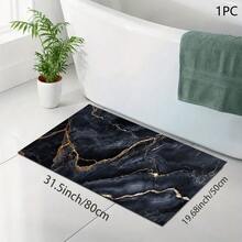 1pc Dark Marble Print Absorbent Mat/Drying Mat For Coffee Maker, Dishes - Polyester Absorbent Desktop Protective Mat With Rubber Anti-Slip Pad, For Kitchen Counter Decor, Home Bar And Dining Table - Multicolor - View 2