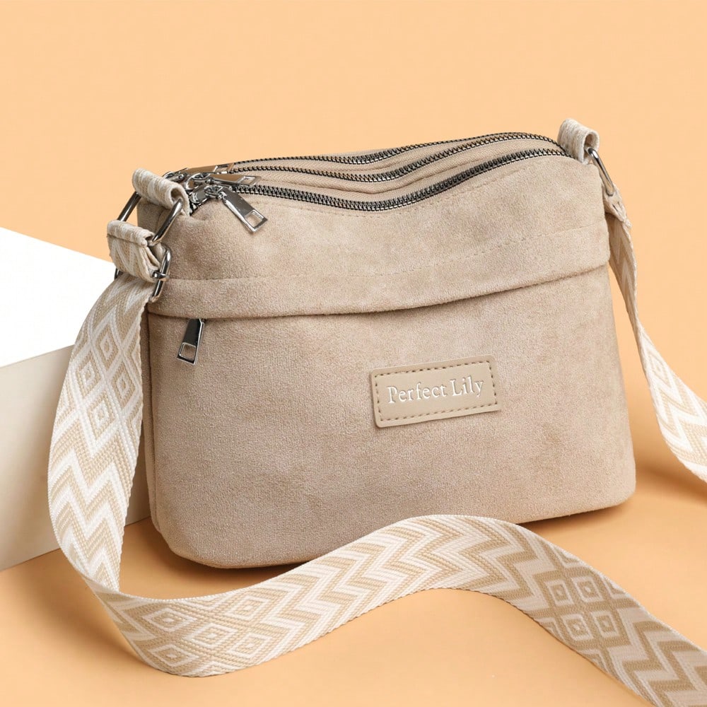 Bolso bandolera de mujer de unicolor, mochila de tela de ante de material suave para mediana edad, nueva bolsa de hombro para primavera/otoño, bolso