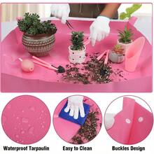 Juego de 44 herramientas para suculentas Alfombrilla de 39.5 pulgadas para plantas de interior y 19 bolsas de herramientas de mano para jardinería suministros de trasplante de plantas de jardín - Rosado - Ver 2