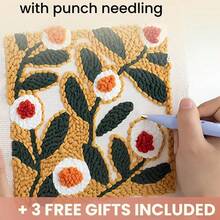 Genérico Jaenea Punch Stitch Kit Punch Needle Kits for Adults and Beginner-Friendly Contemporary Art Craft Kit with Patterns Tools and Yarns Hoop A-1 - A1 - Ver 2