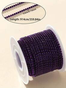 177.17/359.84 Inch Length, 2/3mm Width Sewing Glass Rhinestone Chain For Clothing Accessories, Bag And Shoe Home Decoration DIY - Multicolor - View 44