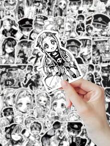 62pcs "Jibaku Shounen Hanako-Kun" Themed Anime Pet Stickers - Black & White Manga Style, Featuring Hanako-Kun, Nene Yashiro And Classic Interaction Scenes, Diverse Patterns.