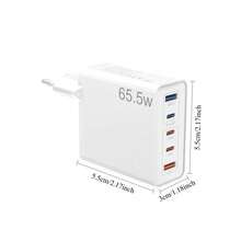 65.5W USB-C 充电器，5 端口快速充电器，带 LED 指示灯，USB-C 电源适配器插头，PD/PPS 兼容 Macbook Pro/Air、 17/16 Pro、iPad、Galaxy S25/S24、HP/笔记本电脑，黑/白 - 查看 7
