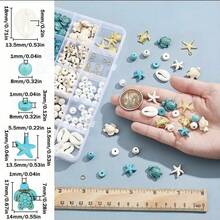 290+ Pieces Dual -Style Ocean Bead Set| Sea Turtle, Seashell & Starfish | Turquoise & Shell Charms|2 Stunning Designs|Perfect Jewelry -Making Kit & Gift For Women, Summer & Hawaii Lovers - Multicolor - View 2