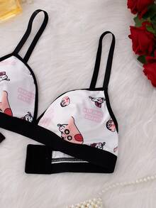 2件/套 无背蜡笔小新随机印花无钢圈文胸套装 - 彩色 - 查看 4