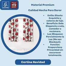 ALFER HOME Juego De Cortinas Navidad (2 Paneles) Medida Total Ancho 2.00 x Alto 1.35 m, con 5 Aros Cada Panel (, 2.00 x 1.35 m)(200An x 135Al cm (1 Paneles) Rojo) - Multicolor - Ver 5