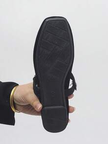 Plus Size 36-43 Women's Lightweight Flat Slip-On Shoes, New Spring/Autumn Fashion Square Toe Flat Shoes, Comfortable Casual Black Suede Shoes For Work - Black Suede - View 8