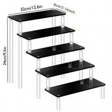1pc Black Acrylic Ladder Stand Display Stand, Multi-Purpose Display Stand, Used For Cosmetics/Perfume Bottle/Hand-Made/Glasses And Other Placement, Display Living Room/Bedroom. Back To School - Multicolor - View 8
