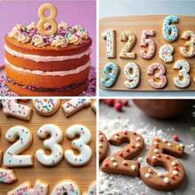 Numeric Cookie Cutter Set. Includes 0-8 Number Shaped Cutters (6-9 Are Inverted Design), Made Of Stainless Steel, Cookie Baking Molds, Numeric Baking Tools - Silver - View 6