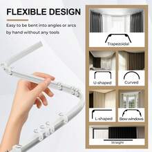 Black Room-Darkening Partition Curtains, Paired With White Aluminum Alloy Ceiling Tracks - Sliding Curtains That Provide Heat Insulation And Privacy Protection, Suitable For Balcony Glass Doors, Bedrooms, Living Rooms, And Large Windows. - 黑色 - 查看 3