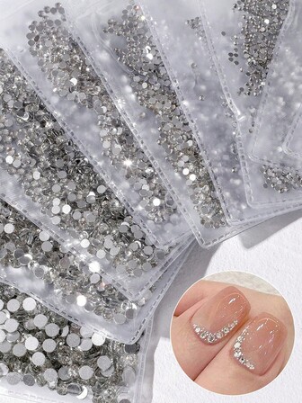 1 pachet 1440 buc pietre de unghii cu fund plat, strălucitoare, transparente, cristale, decorațiuni pentru unghii, accesorii pentru unghii, unghii, brelocuri pentru unghii, pietre de cristal pentru unghii, pentru arta unghiilor 3D, decorațiuni, meșteșuguri DIY, bijuterii, accesorii pentru unghii, accesorii pentru unghii, brelocuri pentru unghii
