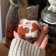 1 Capa Transparente Marrom Geométrica com Estrela Colorida e Desenho de Coração, Compatível com Capa para Apple AirPodsPro3/AirPods3/AirPods2/AirPodsPro/Pro2/AirPods4/AirPods3