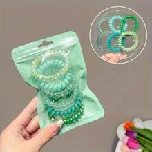 1/2packs Vibrant Colorful Telephone Wire Hair Ties - Soft, Gentle, Versatile Hair Accessories For Girls - Perfect Small Gift Idea For Birthday, Party, Or Daily Use - Nhiều màu - Xem 6