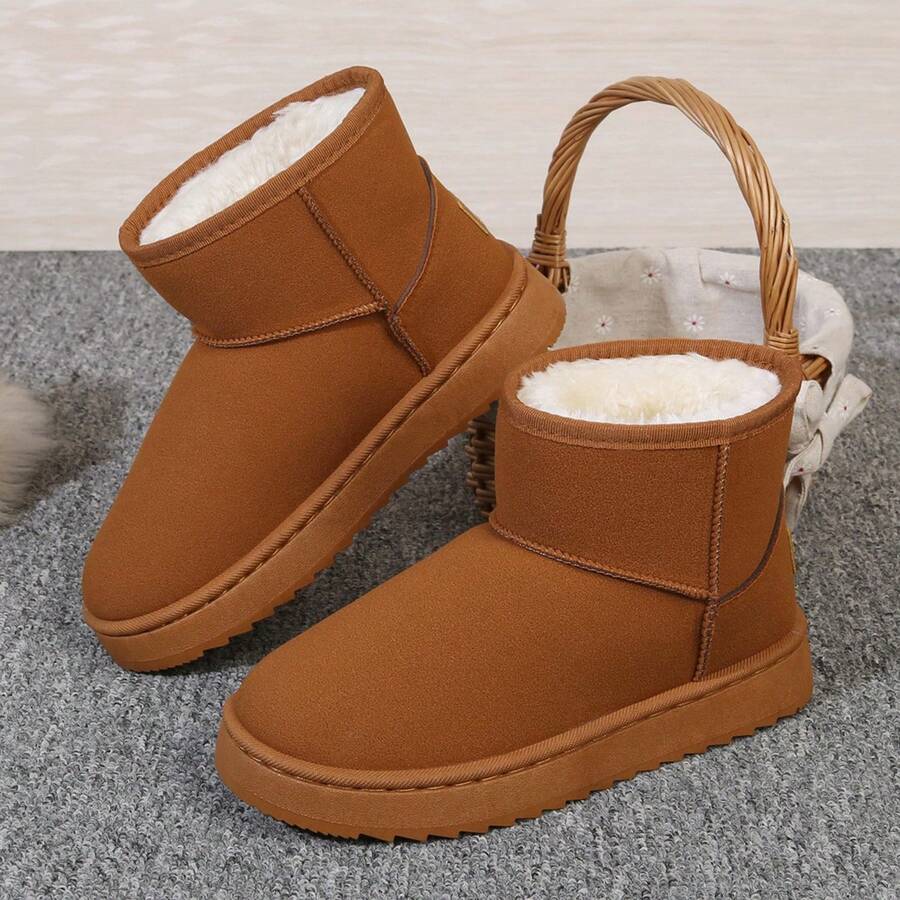 女士雪地靴，新款冬季加厚保暖鞋，户外穿着，防滑，女士鞋履 - 駝色 - 查看 1
