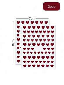 2片心形脸部贴纸，自粘式，方便化妆、摄影、装饰，适合Y2K、韩流、嘉年华、脸部装饰等场合。 - 彩色 - 查看 3